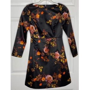 Orchirly Satin Floral Print Cocktail Dress